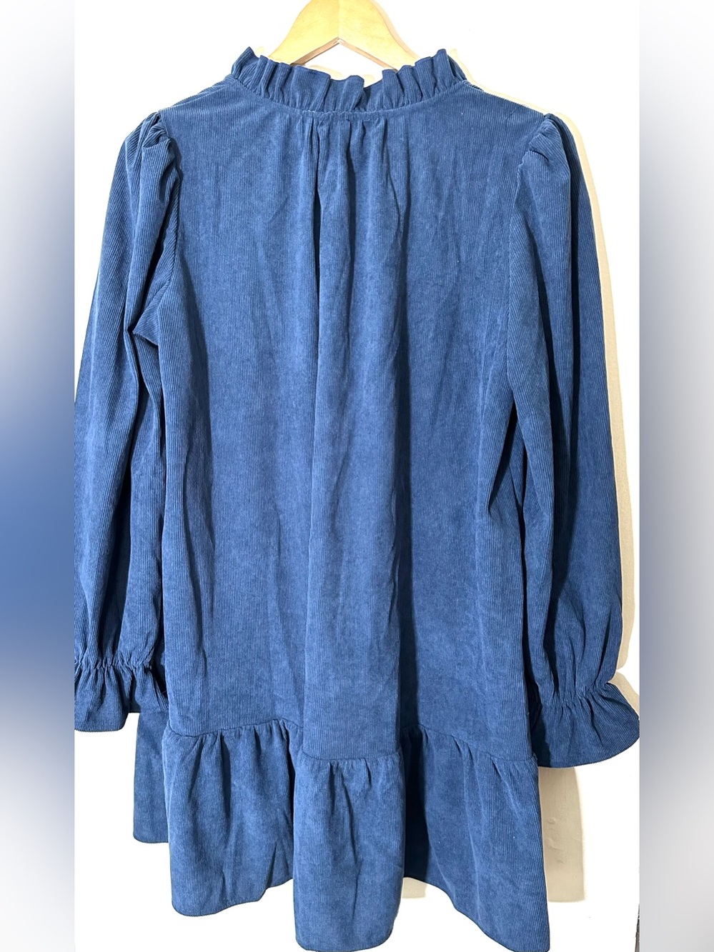 CUPSHE Women's Navy Blue Ruffle Button-Front Navy Mini Dress Womens Sz Large - Picture 3 of 9
